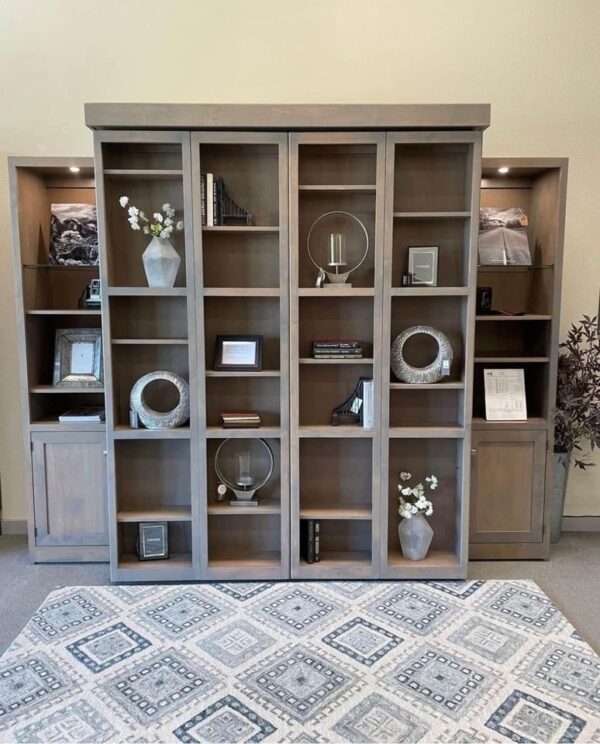 Library bed with items in bookcase