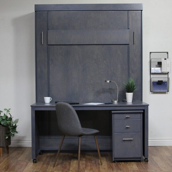 Sonoma murphy bed - bark-gray-with-rolling-desk