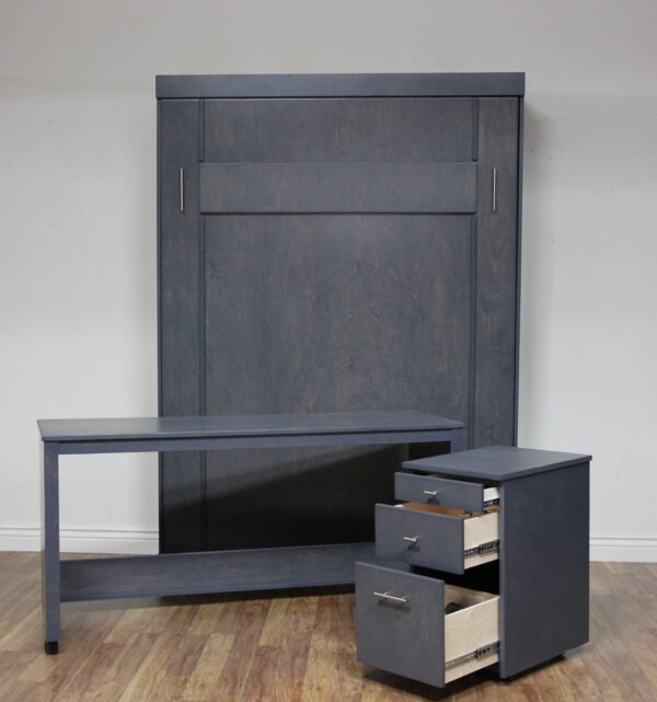 Sonoma murphy bed - bark grey with desk