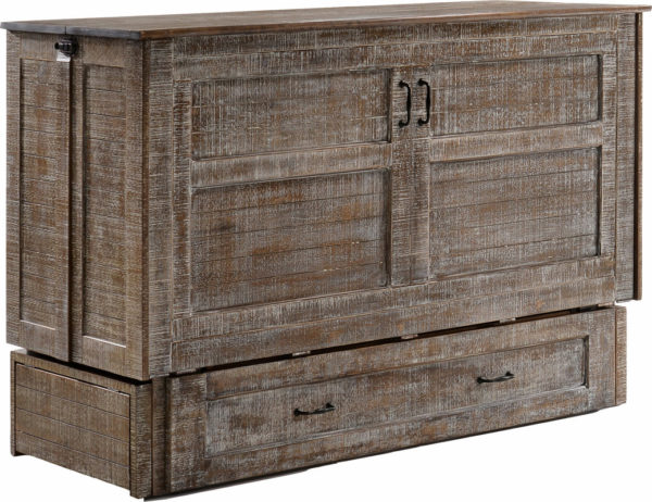 Closed light wash chest bed