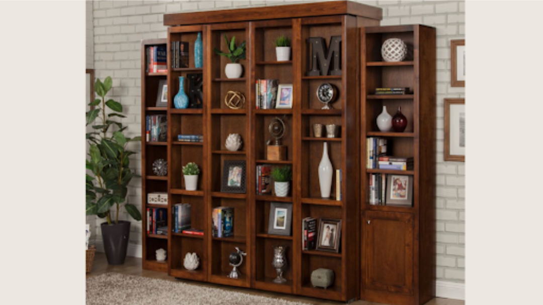a murphy bed library wall