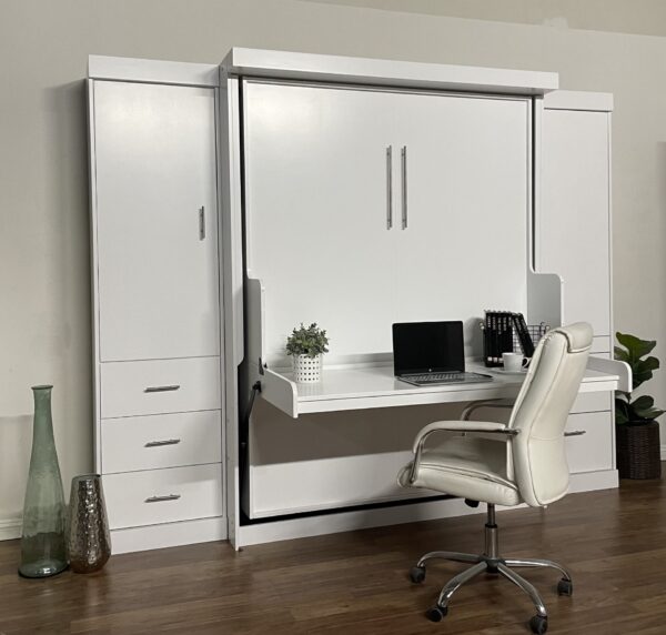 Euro Vertical Desk Bed - white with desk down